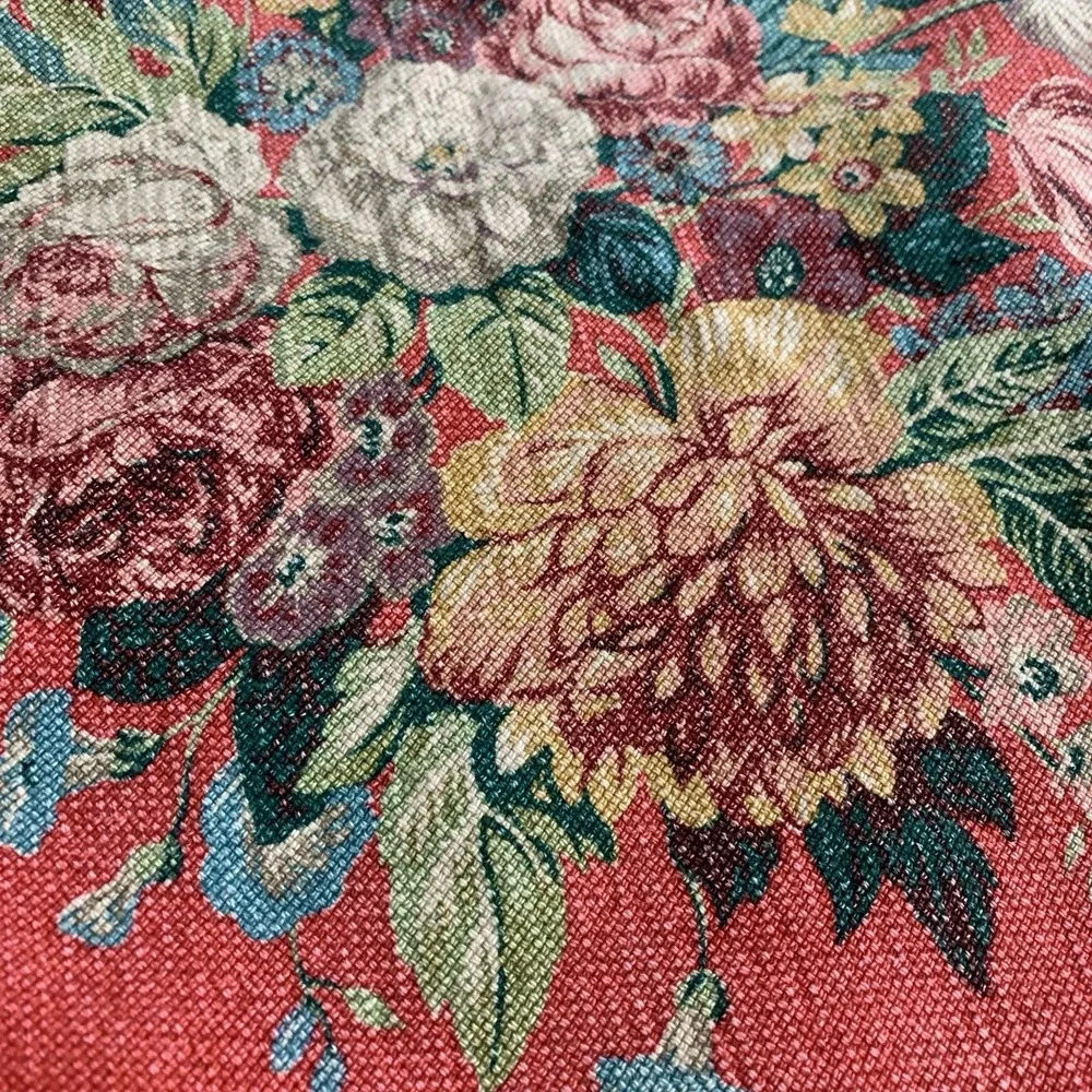 RALPH Lauren‎ AYLESBURY KING Pillow SHAM Vintage RED Barkcloth FLORAL